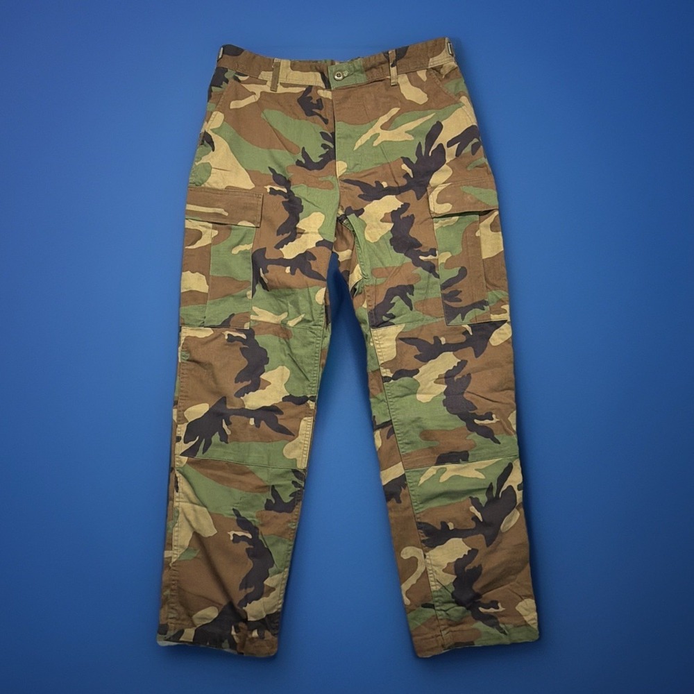 Vintage US Army BDU Pants Mens Medium Regular Woodland Camo Cargo 90s
